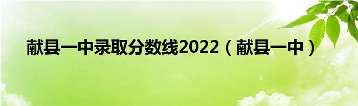 献县一中录取分数线2022（献县一中）
