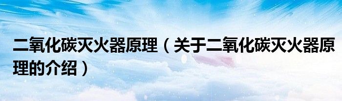 二氧化碳灭火器原理（关于二氧化碳灭火器原理的介绍）