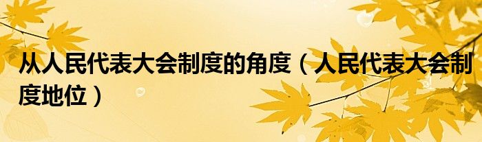 从人民代表大会制度的角度（人民代表大会制度地位）